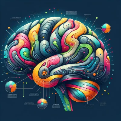 DALL·E 2024-05-27 18.08.31 - An abstract illustration of the brain highlighting areas related to neuroplasticity. The style is modern and scientific, with bright colors and clear